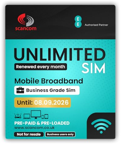 EE Unlimited Data SIM – Uncapped 5G Speeds – Preloaded EVERY MONTH Until 8th SEPTEMBER 2026 – No Contract – Plug & Play for Business Broadband, Routers & Phones
