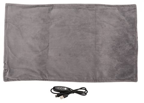 USB Heating Pad, 19.3 X 11.6in Travel USB Heating Pad Electric Settings with 3 Temperature Settings Gray Plug-in Electric Blanket for Back, Lumbar