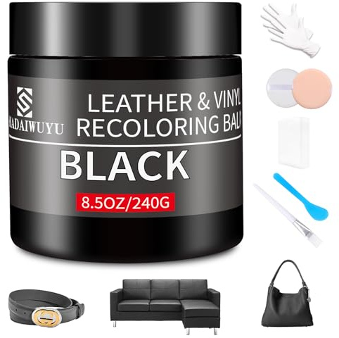 SHADAIWUYU Kit Reparation Cuir Noir,Teinture Cuir,Peinture Cuir Liquide pour Réparer Les éraflures et la Décoloration sur Canapés, Meubles en Vinyle, Sièges d'auto, Chaussures et Selles