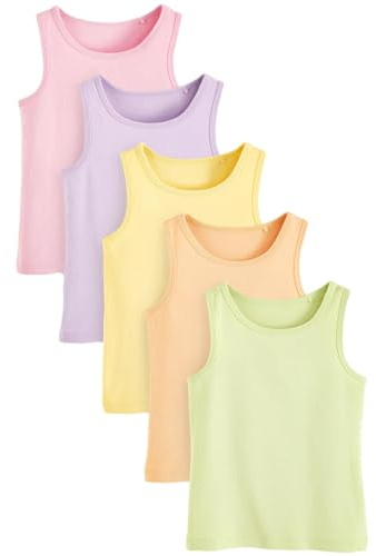 NEXT Mädchen Unterhemden im 5er-Pack Multi Pastell 122-128