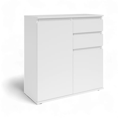 Brest Kommode in Weiß - Modernes Sideboard mit viel Stauraum - 80 x 84 x 35 cm (B/H/T)