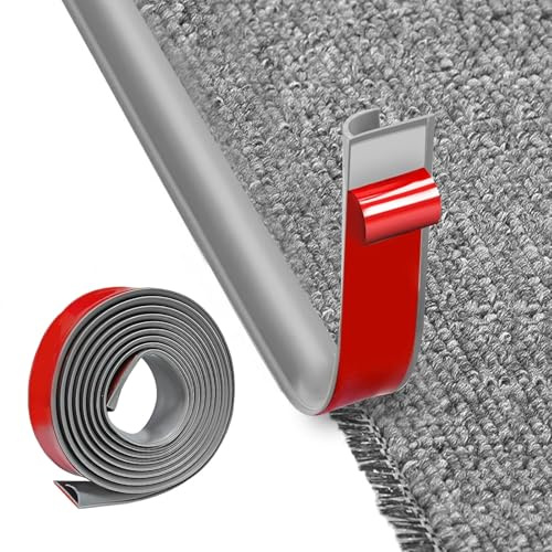 Xusxes PVC Boden Übergangsleiste Selbstklebend, 3,5 x 1 x 500 cm (Grau) | Übergangsprofil Selbstklebend für Fußmatte, Übergangsleiste von Teppich zu Holzboden, Abdeckleiste für Fußböden