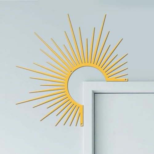 CUTHOLLOW Golden Light Metal Door Frame Decoration | 9.8x9.8 Adorable Double-Sided Door Topper Window Corner Wall Art Decor for Home Bathroom Bedroom Office, Yellow