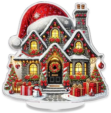 ACAREY Diamond Painting Weihnachten Tischdeko, DIY Weihnachtshaus Diamant Malerei Weihnachtsdeko Tisch Bilder, Diamond Painting Aufsteller winter, Weihnachten Deko Basteln Innen Für Kinder Erwachsene