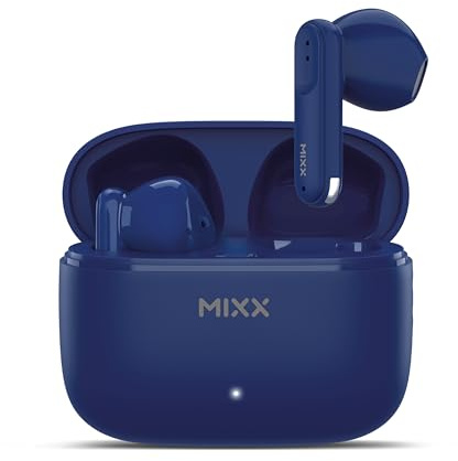 Mixx StreamBuds Switch A7 Silicone-Free True Wireless Earbuds – Bluetooth 5.4 In-Ear Headphones with USB-C Charging Case, 18H Playtime, Quick Charge, Touch Controls, Voice Assistant, (Navy)