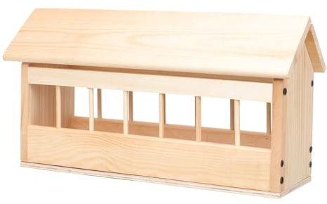 Angoily Automatischer Holz futtertrog für Tauben mit Dickem Kiefernholz Langlebiger Vogelfutterspender mit Mehrfachfächern für Hühner Enten Vögel Tauben und Kleintiere im Außenbereich