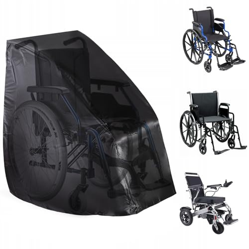 Große E-Rollstuhl Abdeckung 130x75x115cm, 210D Oxford Wasserdicht | Zuverlässiger Schutz vor Staub, Wind & Nässe, mit verstellbaren Schnüren, faltbar platzsparend, leicht abwischbar