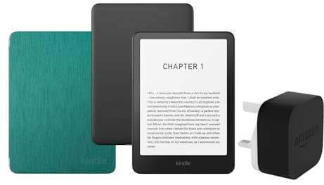 Kindle Paperwhite (2024 Release) 16 GB Senza pubblicità Con custodia trasparente verde giada e adattatore da 9 W