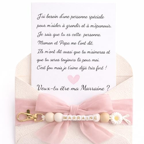 Annonce grossesse marraine carte avec porte clés. Demande marraine, baptême, porte clés en perles, famille, sœur, amie (Une lettre pour demande marraine)