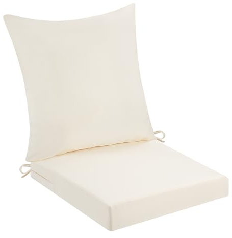PRIMEPATIO Stuhlkissen Outdoor mit Rückenlehne 40x40x7, Beige