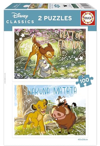 Educa - Set mit 2 Kinderpuzzles à 100 Teilen | Disney-Klassiker | Empfohlen für Kinder von 6 bis 8 Jahren (20491)