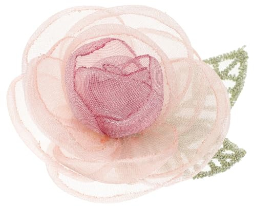 Tofficu Pince à Cheveux Fleur Séchée en Organza Rose Petite Taille Légère Accessoire Cheveux Esthétique pour Femmes pour Mariage et Fête Décorative