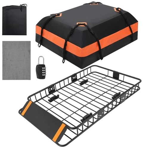 GarveeMore Dachgepäckträger Korb Tasche, Auto Dachbox Universal 90 KG | Einfache Montage und Geräuscharm, Dachträger für Gepäck Fahrrad Kajak Surfbrett Ski