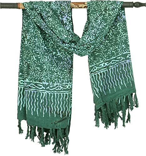 GURU SHOP Bali Batik Sarong, Wandbehang, Wickelrock, Sarongkleid, Strand Tuch - Design 12/grün, Herren/Damen, Synthetisch, 160x100 cm