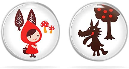Rotkäppchen Wolf Ohrstecker Lustige Ohrringe Perfekt für Fasching Karneval Kostüm für Erwachsene