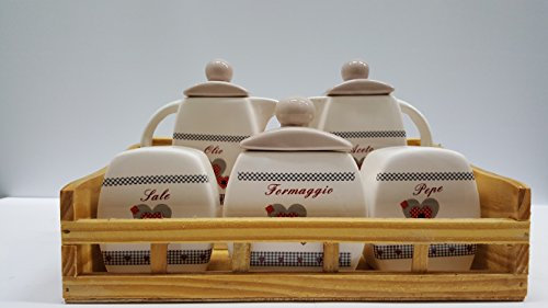 shabby, manage in ceramica con vassoio in legno.