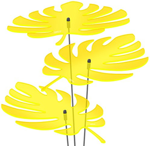 SUNPLAY Sonnenfänger - Palmen-Blatt Set - 3X Gelb- Ø 20 cm Durchmesser + Schwingstäbe