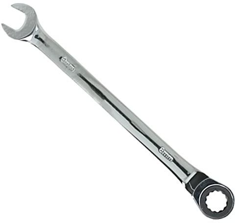 Seshin Buffalo 8mm Ratchet Spanner Steel Fixed Head Gear Wrench Open End & Ring (8mm)
