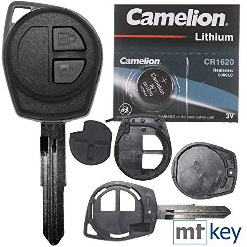 Télécommande de clé de voiture sans fil 1 boîtier + 1 clavier + 1 lame SZ11R moulée + 1 pile CR1620 compatible avec Opel Suzuki Nissan