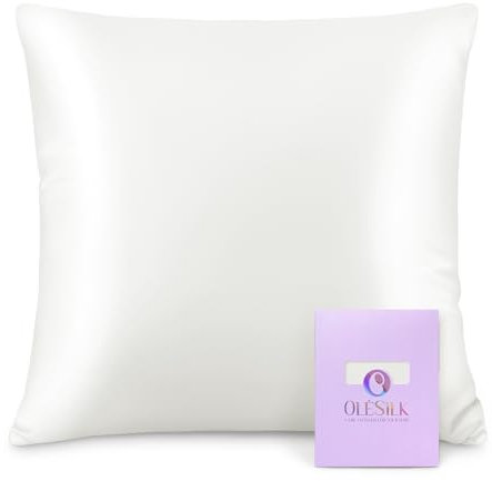 OLESILK Seide Kissenbezug Kissenhülle Haar- und Hautpflege mit Reißverschluss 16 Momme 1 Stück Elfenbein 65x65cm