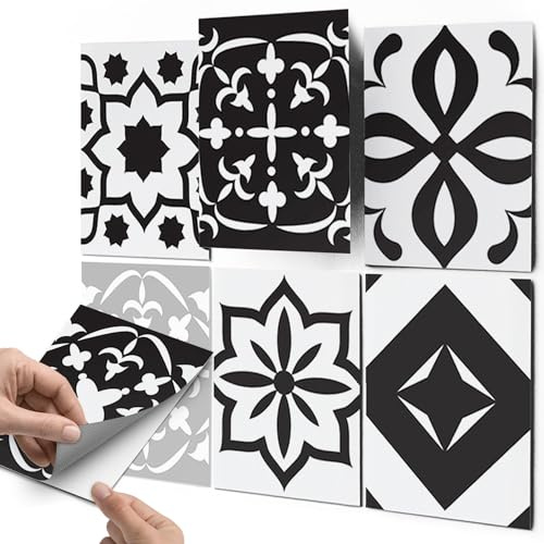 CREATISTO Klebefliesen Stickerfliesen Fliesenfolie - Klebefolie Aufkleber für Wand-Fliesen I Klebefliesen Deko Folien für Fliesen in Küche u. Bad/Badezimmer (20x25 cm I 12 -Teilig)