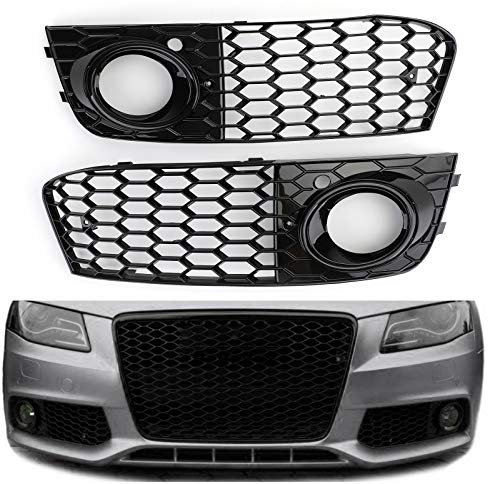 Areyourshop 1 Paar WabenMeshNebelscheinwerfer, offener Lüftungsgitter, fit für Audi A4 B8 2009–2012