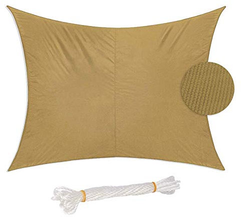 Expand Sonnensegel Rechteck Sonnenschutz für den Garten, Terrasse, Balkon, Pool, Spielplatz Schattenspender Windschutz Beschattung wasserabweisend mit UV Schutz HDPESand 4x5m