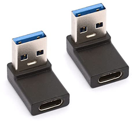 Tomost Up Angled USB C to USB A Male Adapter, 90 Degree Type C Female to USB 3.0 A Male Adaptor Cable Connector USB-C Converter for Laptops Chargers (Up 2Pcs)