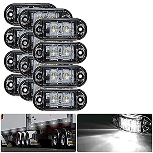 Jutta 4/8/12pc Größe Begrenzungsleuchte, 12/24V IP65 Weiß LED Seitenmarkierungsanzeiger Lampe Universal für LKW Anhänger Van Caravan LKW Auto Bus Boot (12)