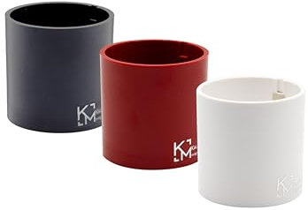 KalaMitica - Lot de 3 Cylindres Magnétiques 6,5 cm - Blanc, Rouge, Plomb - Boîtes de Rangement, Porte Marqueurs ou Cache-Pots Aimantés pour Tableau Magnétique Mural