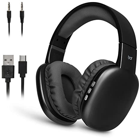 IJOY Ultra Wireless Headphones with Microphone - Rechargeable Over Ear Bluetooth Headphones with 10Hr Playtime, SD Slot, Backup Wire - Soft Cushion Wireless Headset with Mic (Black)
