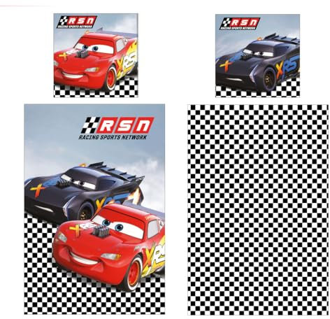 Disney Cars Bettwäsche 80x80 + 135x200 cm 100% Baumwolle mit Reißverschluss