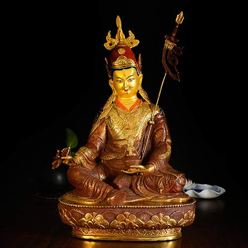 NEFSO 32 cm hohe vergoldete Padmasambhava Guru Rinpoche Buddha-Statue mit gutem Talisman