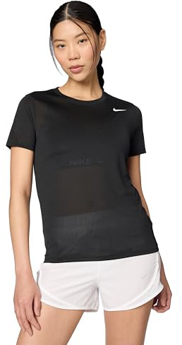 Nike Damen Df Rlgd Ss T-Shirt, Black/White, L