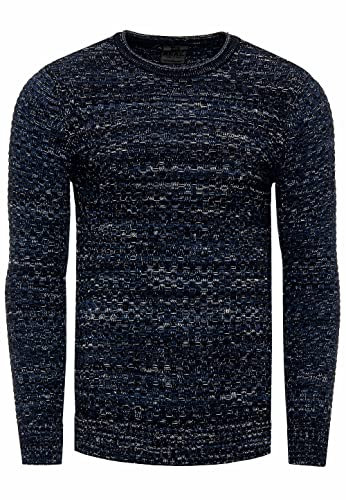 Rusty Neal Pullover Herren Strick Basic Rundhals Strickpullover Langarm Casual Knitwear Streetwear 331/386 / 325, Größe:2XL, Knitwear:Marine 331