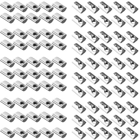 EYPINS 100x Nutensteine M5 mit Steg, Federkugel Nut 6, 20x20 Hammermutter Stahl Verzinkt Nutmuttern T-Nut M5 Gewinde für 3D Drucker, CNC Aluminiumprofil-Extrusionsschlitz 20-Serie
