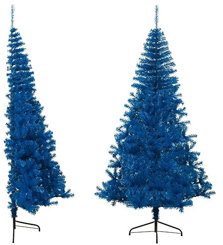 vidaXL Albero di Natale Artificiale a metà con Supporto Blu 240 cm PVC