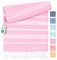 Fit-Flip Serviette de Plage hammam – Fouta en Coton 100% – Drap Turque léger à séchage Rapide, Accessoire Parfait comme Drap de Plage XXL ou paréo - Rose - 200x200cm Sultan
