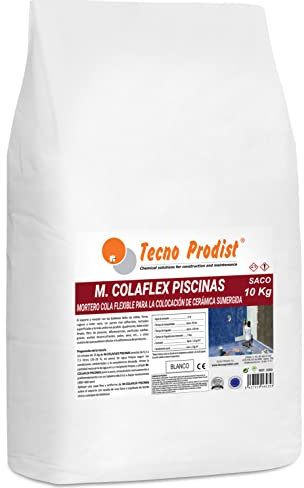 M-COLAFLEX PISCINAS de Tecno Prodist - (SACO 10 Kg) Adhesivo cementoso mejorado flexible ideal para la colocación de baldosas en contacto permanente con agua como piscinas, depósitos agua, etc