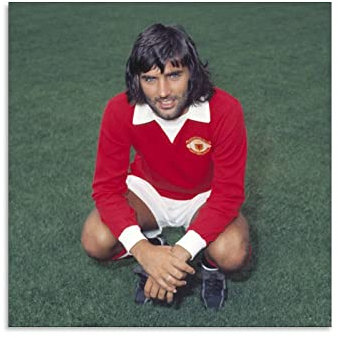 George Best Poster, Sportman, berühmter Fußball, Wandkunst, Poster, Schriftrolle auf Leinwand, Malerei, Bild, Wohnzimmer, Dekoration, Zuhause, 60 x 60 cm