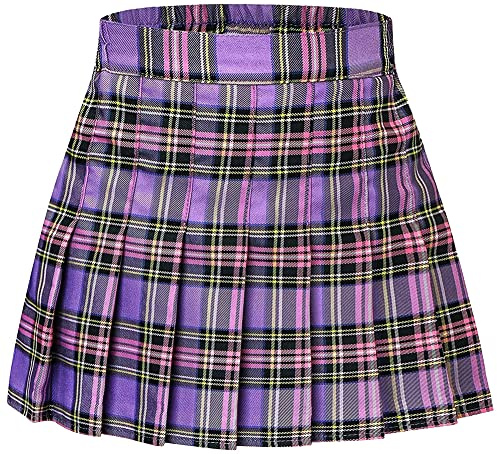 Cromoncent Minirock für Mädchen und Damen, plissiert, kurz, hohe Taille, Schuluniform, 2 Jahre – 4XL