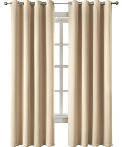 MIULEE Vorhänge Beige-Gelb Blickdicht mit Ösen, Schöner Weicher Verdunklungsvorhänge zum Verdunkeln von Räumen, 2er Set Gardinen Abdunkelnd Schlafzimmer Wohnzimmer Thermovorhang Kälteschutz 140X245 CM