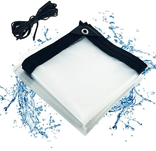 Bâche Transparente imperméable, bâche en Tissu avec Oeillets et Corde, auvents Pliables et bâches résistantes aux intempéries, pour Serre de Plantes de Meubles de Jardin Toit de huche (3x6m)