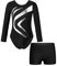iEFiEL Mädchen Turnanzug Gymnastik Trikotanzug Glänzende Tanzbekleidung Set Klassisch Gymnastikanzug Langarm Tanzbody Zb Silber 122-128