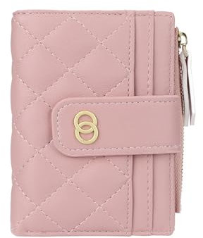 TOFBS Porte Monnaie Femme PU Cuir Bifold Wallet Court Portefeuille avec Emplacements Carte de Crédit Poche À Fermeture Éclair Portefeuilles Rose