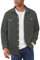 EKLENTSON Mens Corduroy Jacket Casual Button Up Shirts Long Sleeve Shacket Jacket Work Tops with Pockets Dark Grey 2XL