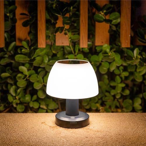 Orihome Rechargeable Table Lamp, Solar and USB Powered, Dimmable with 4 Brightness Levels, Powered by Two 2200mAh Batteries, IP54 Waterproof, Indoor, Outdoor, Camping, Patio, Restaurant, Bar
