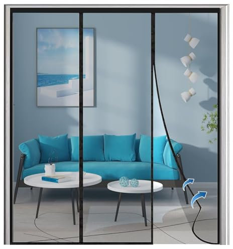 Insect Protection Roller Blind for Doors - 200x280cm - Magnetic Fly Curtain Mosquito net, Against Flies Mosquito Door Mosquito net Black