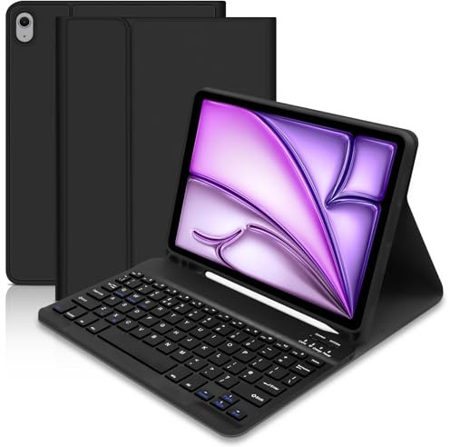 tititinita for iPad Air 11 inch Case with Keyboard 2024, UK layout IPad Air Keyboard Case for iPad Air 2024 11 inch Air 6th/5th/4th Gen, Smart Cover with Detachable Keyboard for iPad Air 11, Black