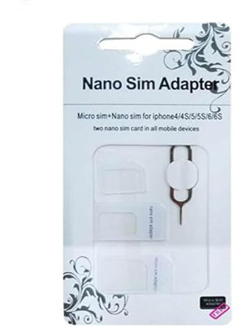 Noosy 4 in 1 Nano SIM Card Adapter, SIM Card Adapter Kit, Sim Adapter Set Sim Card Adapter with SIM Ejector Pin Compatible with Mobile Phone - White